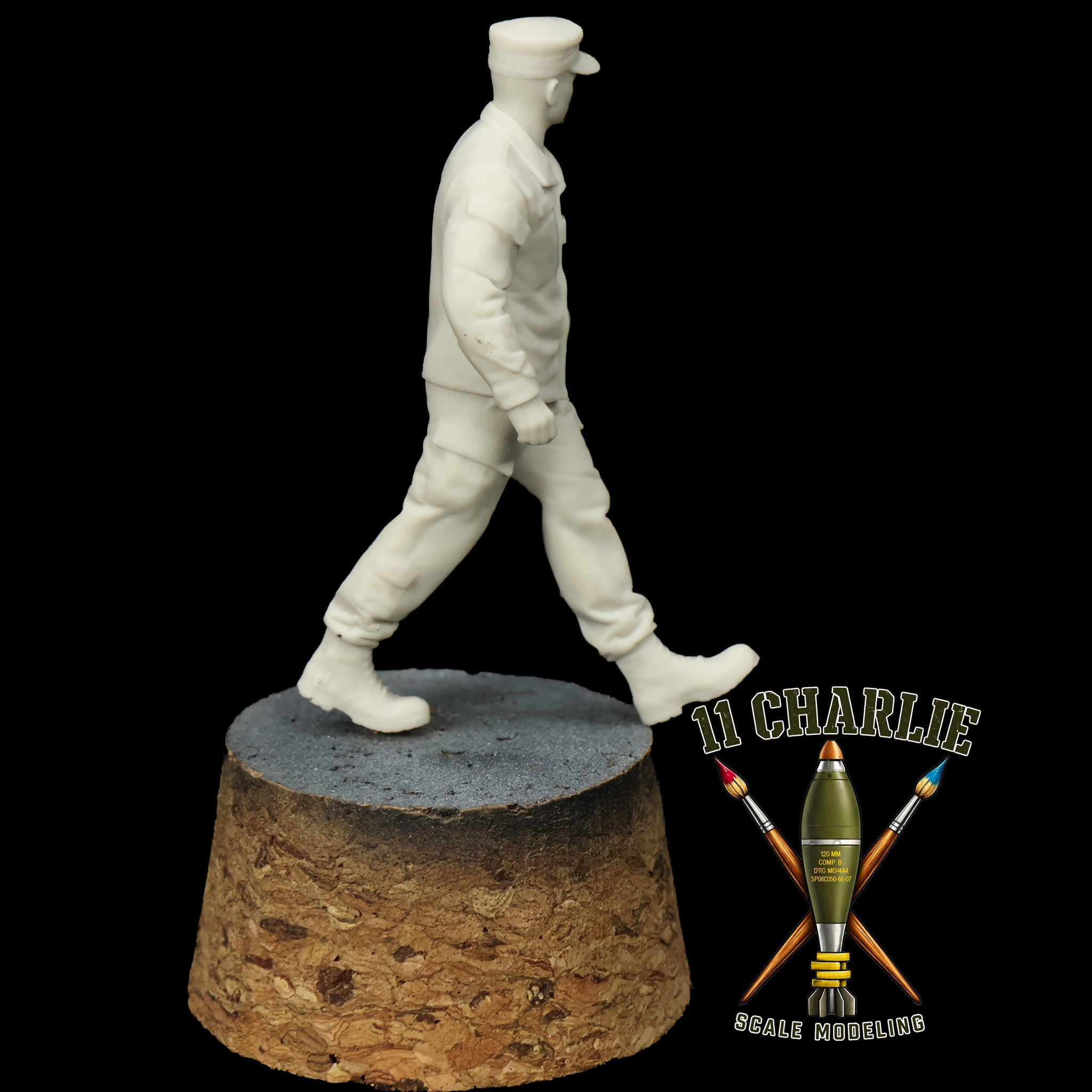 Single Soldier in Patrol Cap Walking Option 2