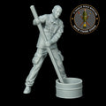 Single Soldier Stirring Burn Bucket