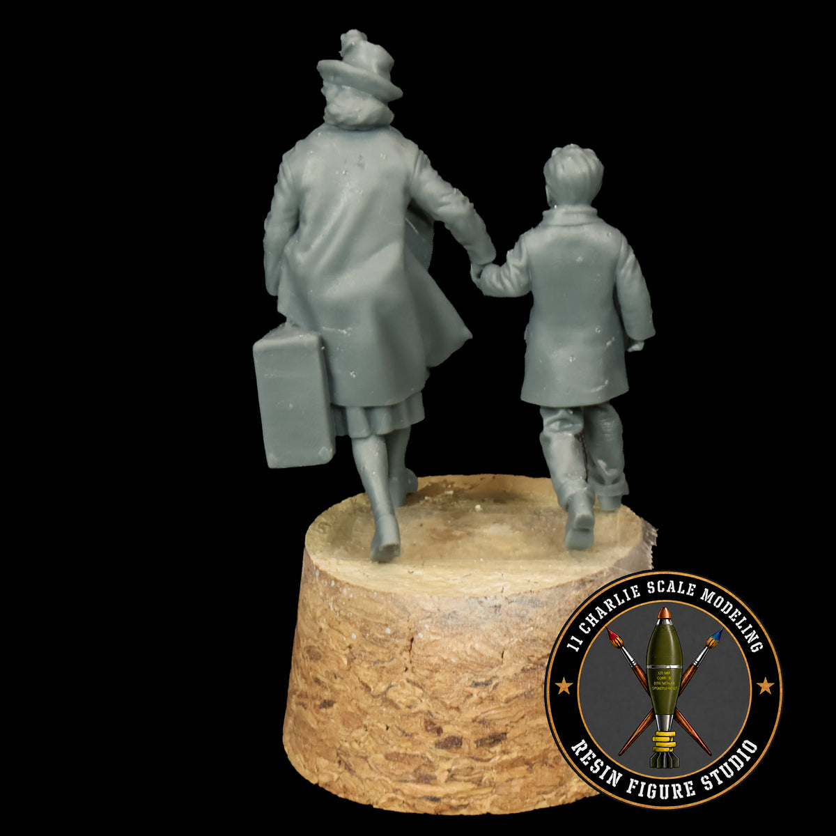Running WWII Era Mother and Son