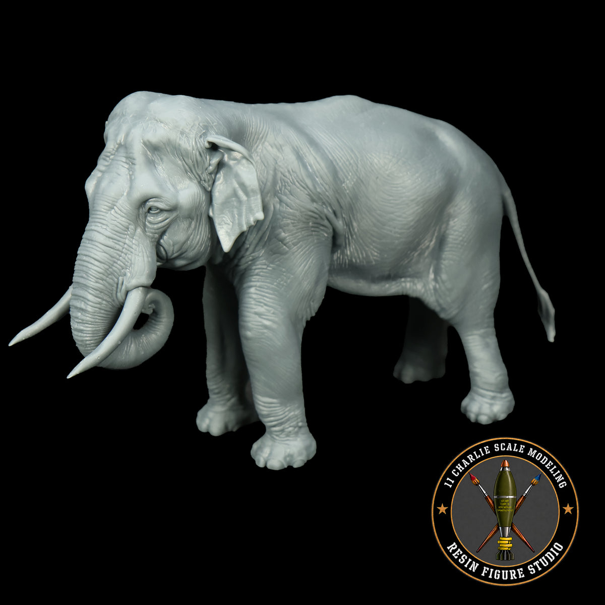 Single Asian Elephant- Neutral Trunk