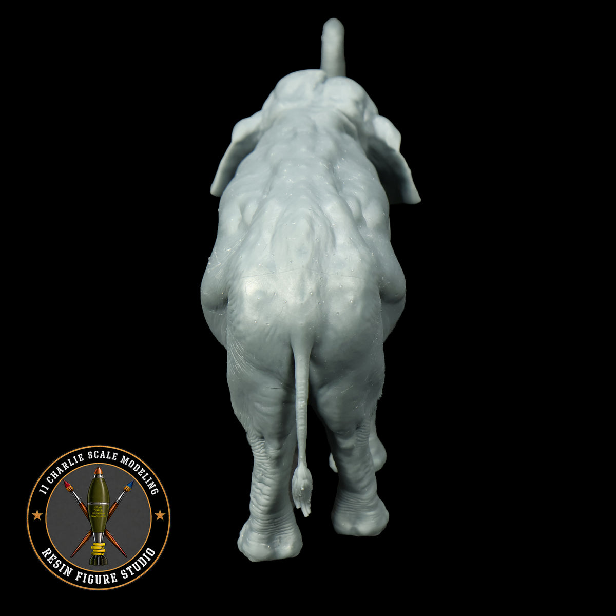 Single Asian Elephant- Raised Trunk