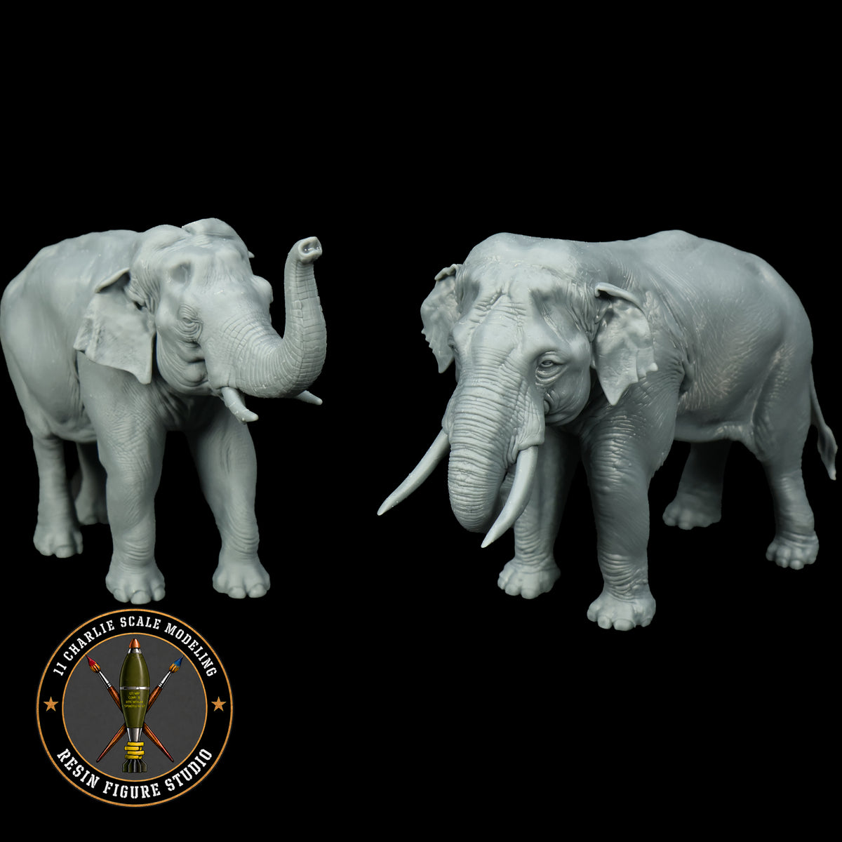Set of Two Asian Elephants